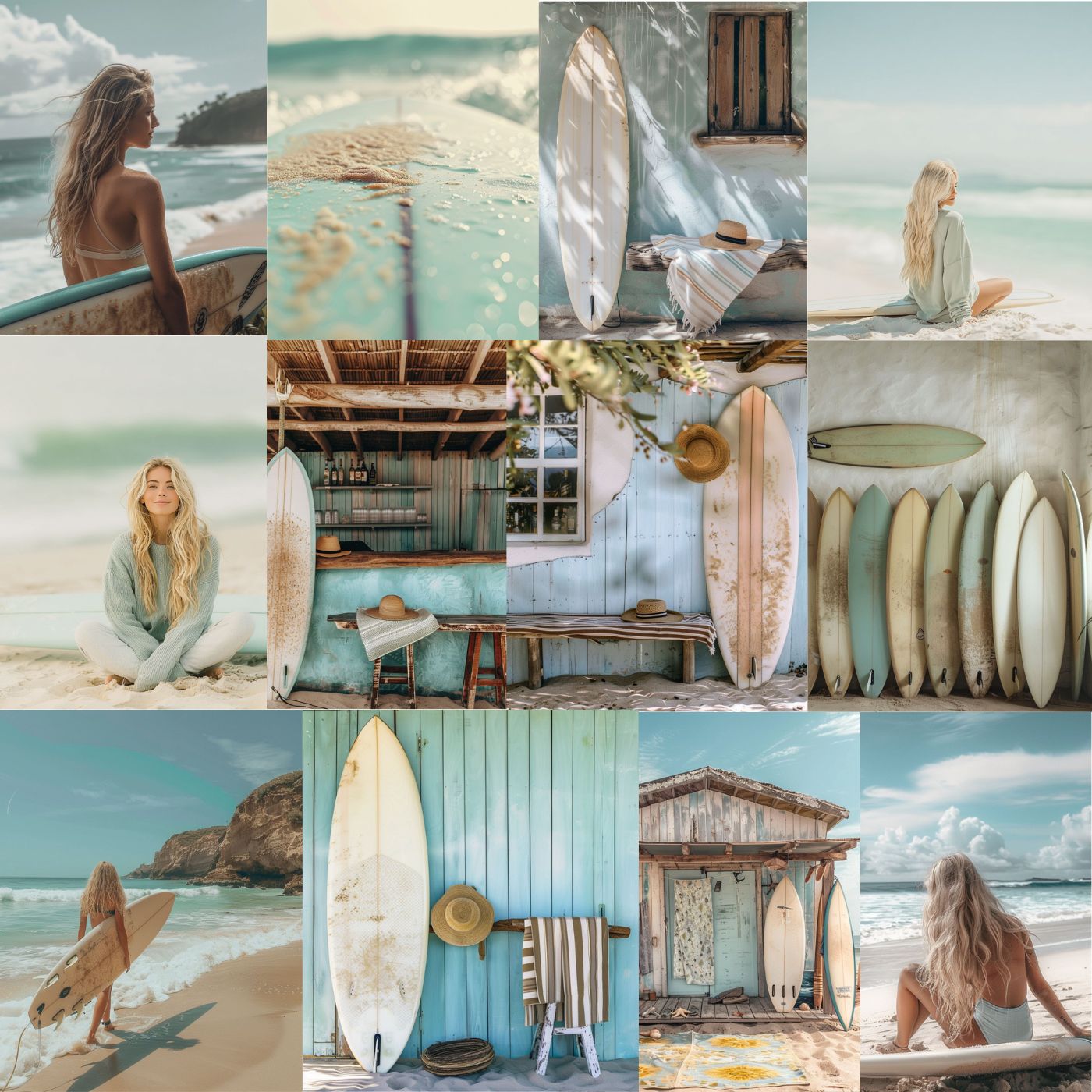 50 Surfer Beach Images Pastel green Aesthetics