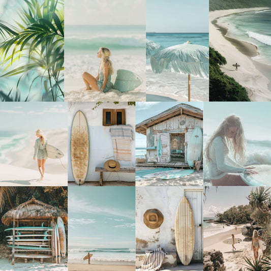 50 Surfer Beach Images Pastel green Aesthetics