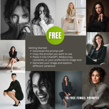 FREE 20 Modern Woman Portrait AI Prompts