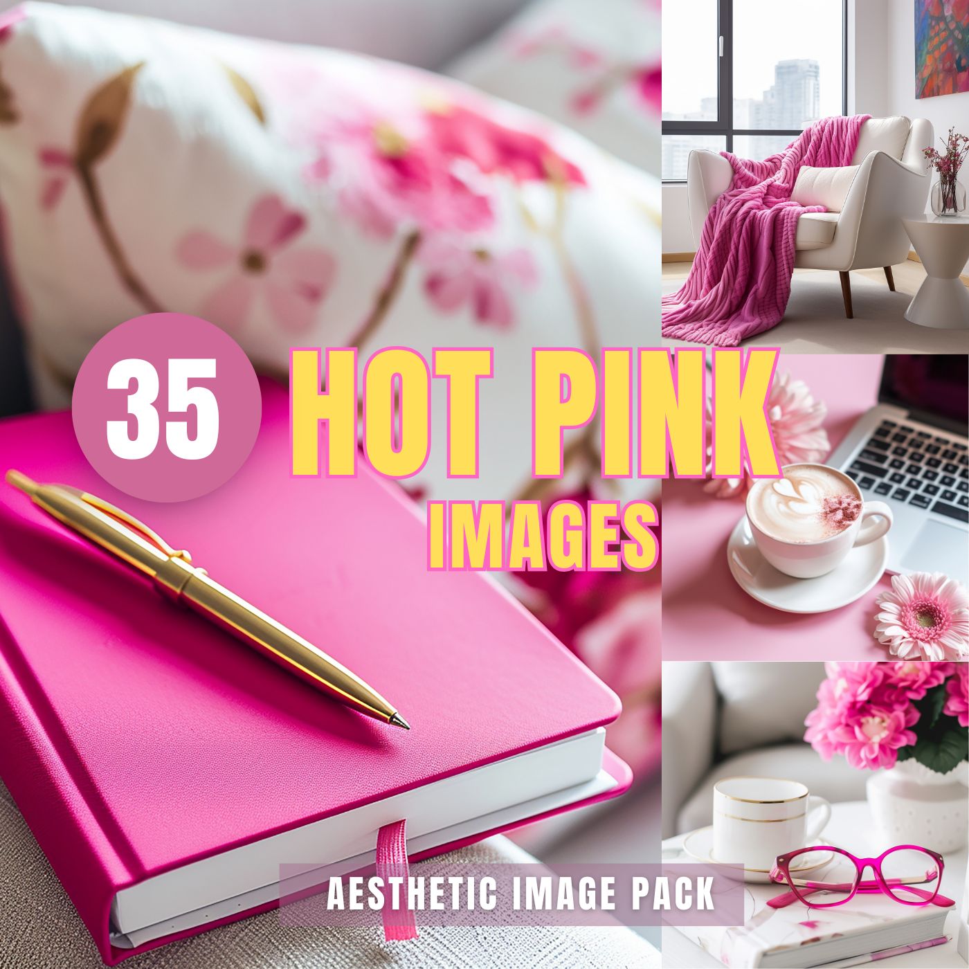 Hot Pink Content Image Pack of 35 Images