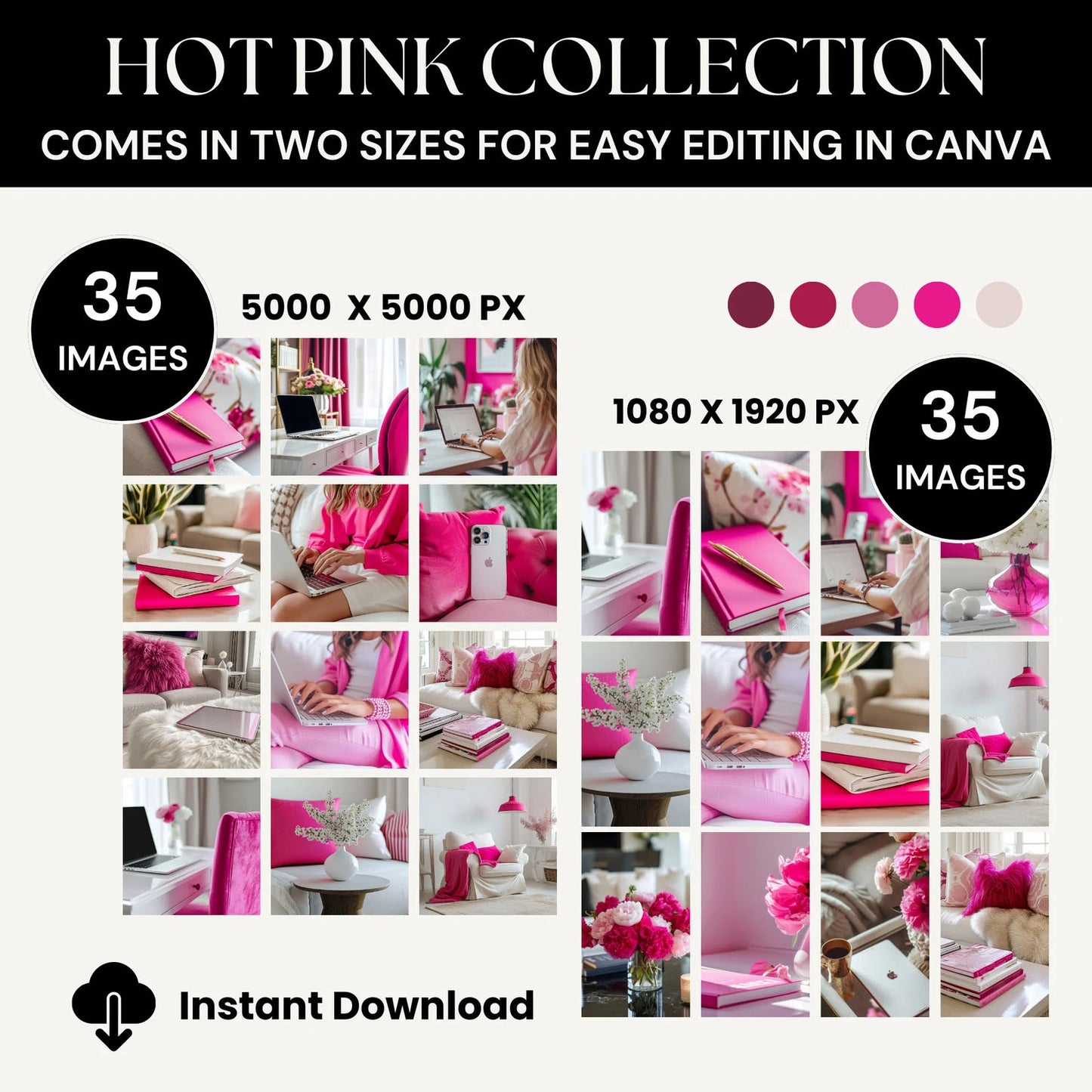 Hot Pink Content Image Pack of 35 Images