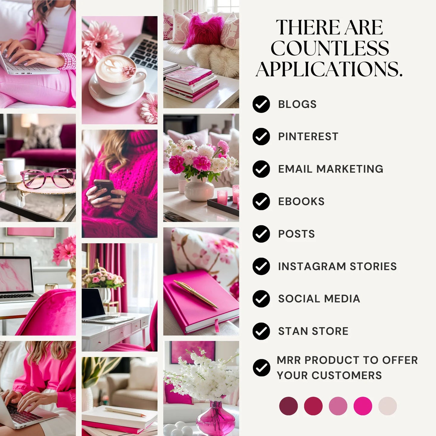 Hot Pink Content Image Pack of 35 Images